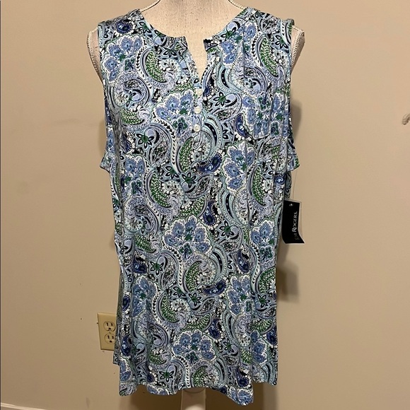 Kim Rogers Paisley Print Sleeveless Tunic Top, sz xl - Picture 1 of 7